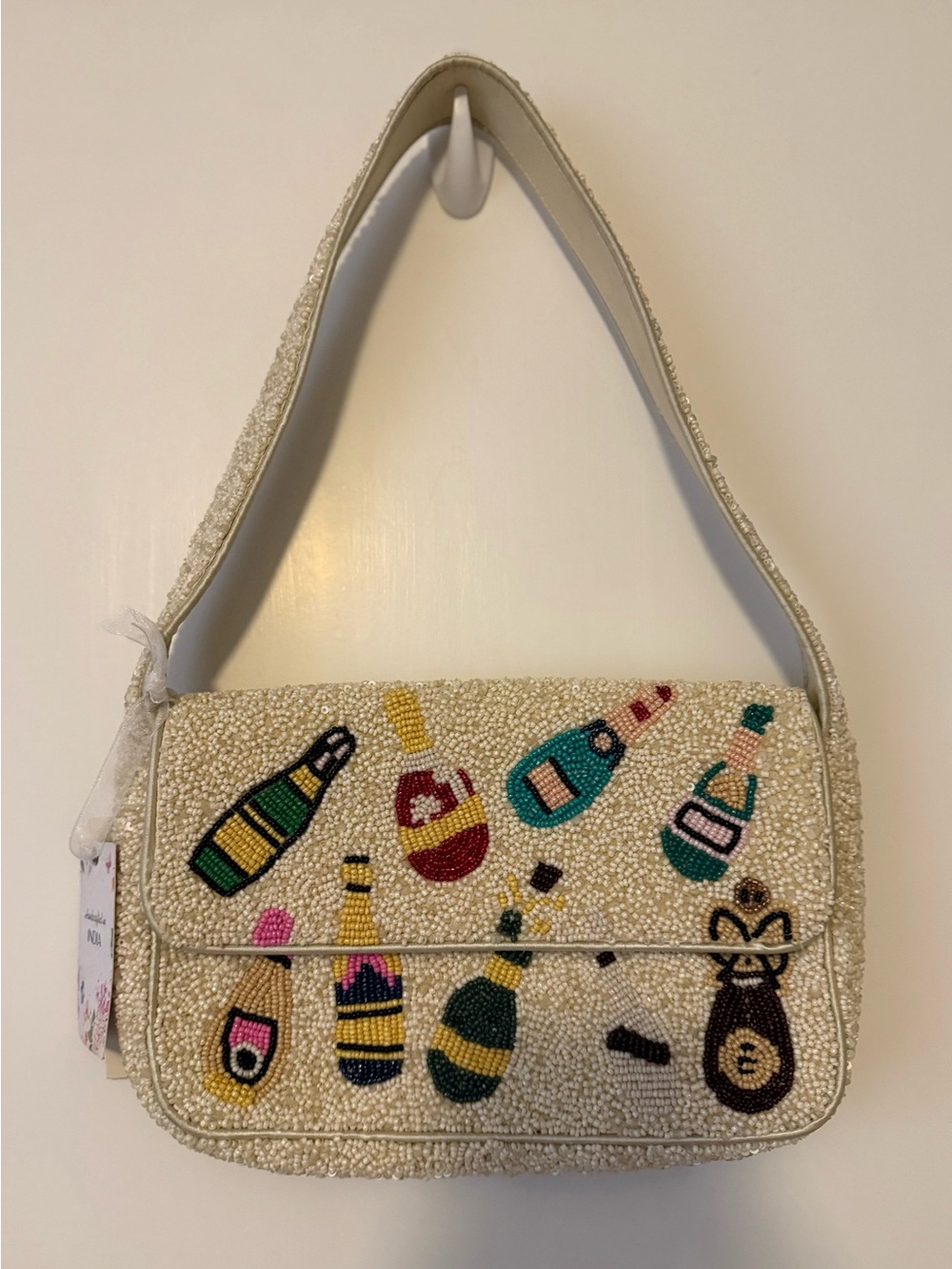 Beaded Champagne Bottle Shoulder Bag